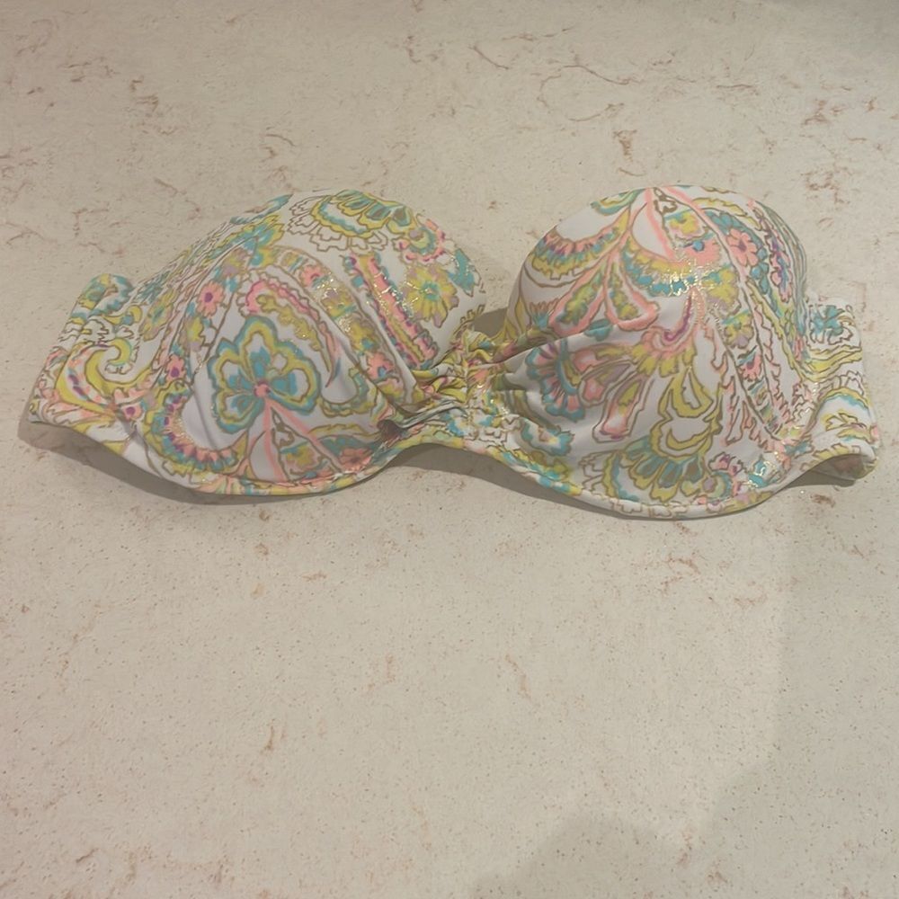 Victoria’s Secret strapless bikini top gold metallic SZ 34C